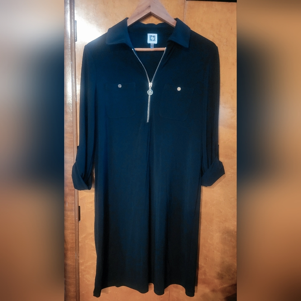 Anne Klein Black Casual 1/4 Zip Dress